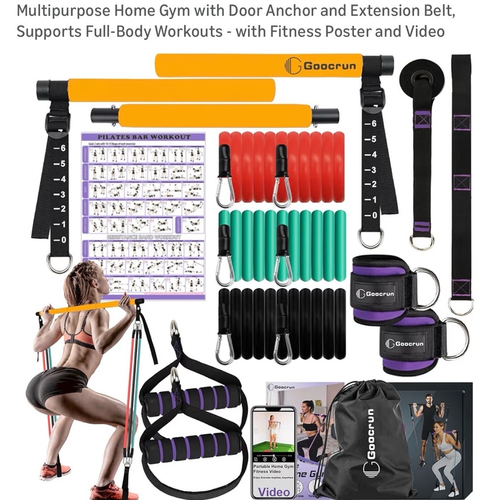 Amazon Goocrun Resistance Band Set in Yellow, Red, Green, Black, Purple